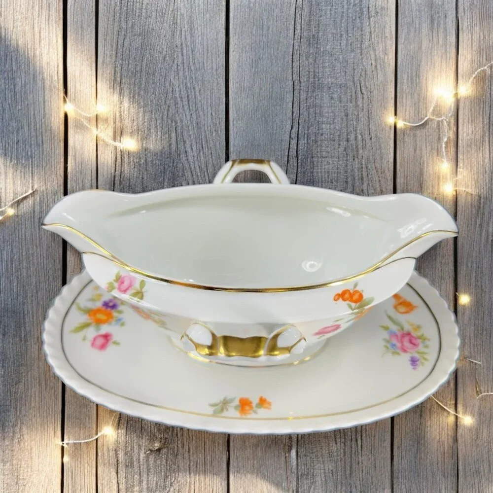 Vintage K&A Krautheim Selb Bavaria Porcelain‎ Sauce Bowl Gravy Boat With Handles